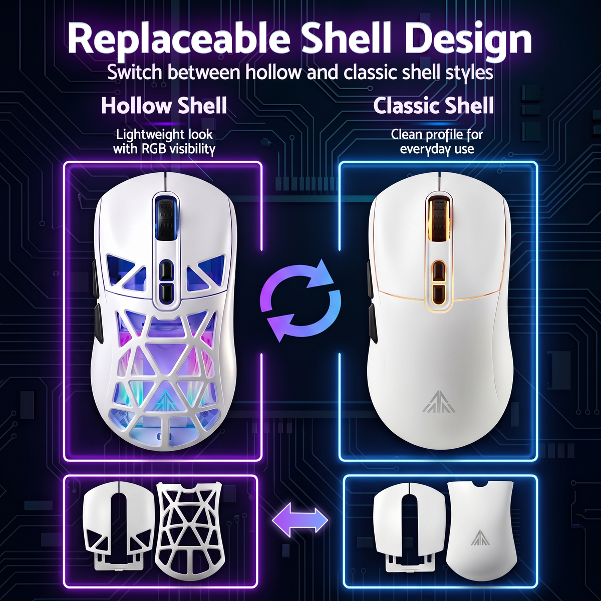 SOLAKAKA SM802 Pro Wireless Gaming Mouse Tri-Mode RGB 24000 DPI Hot-Swap White