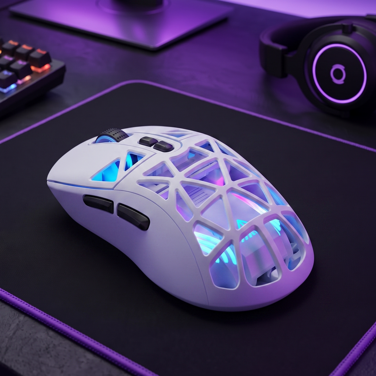 SOLAKAKA SM802 Pro Wireless Gaming Mouse Tri-Mode RGB 24000 DPI Hot-Swap White