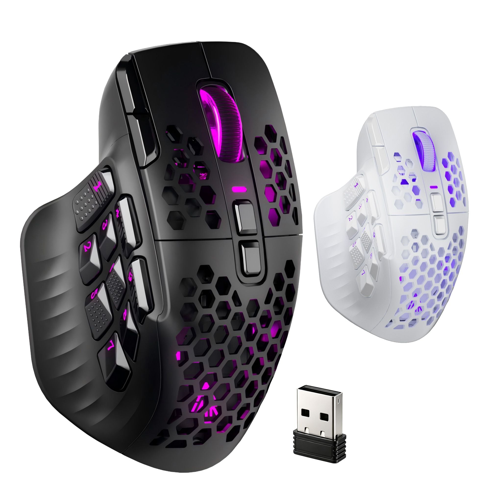 SOLAKAKA SM809 Pro Wireless MMO Gaming Mouse 16 Buttons 24000 DPI RGB Black
