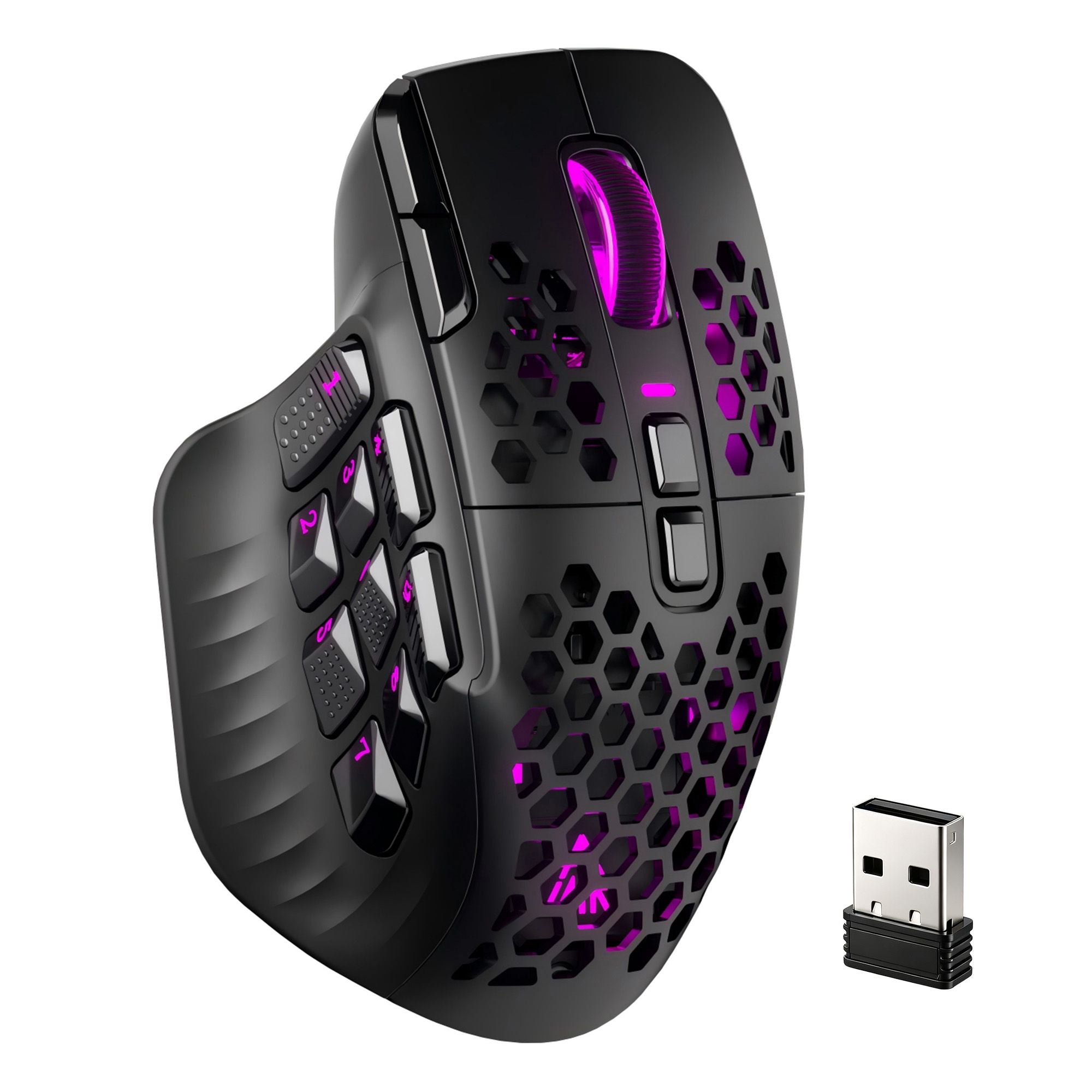 SOLAKAKA SM809 Pro Wireless MMO Gaming Mouse 16 Buttons 24000 DPI RGB Black