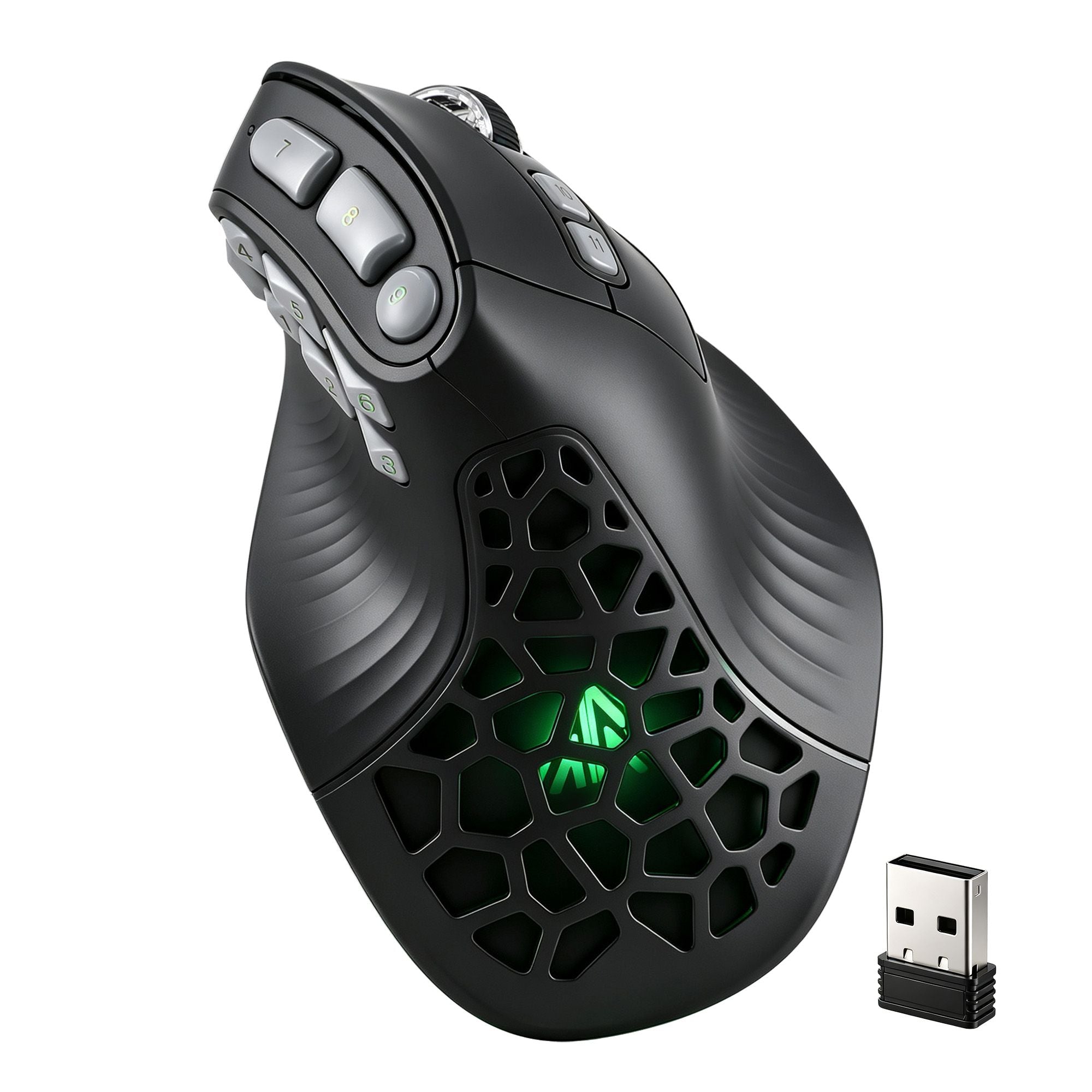 SOLAKAKA E9 Pro Vertical Wireless MMO Gaming Mouse 36000 DPI 8000Hz Black