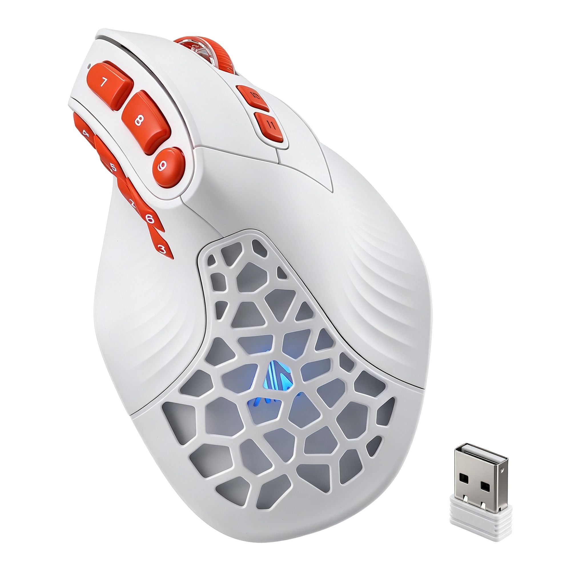 SOLAKAKA E9 Pro Vertical Wireless MMO Gaming Mouse 36000 DPI 8000Hz White