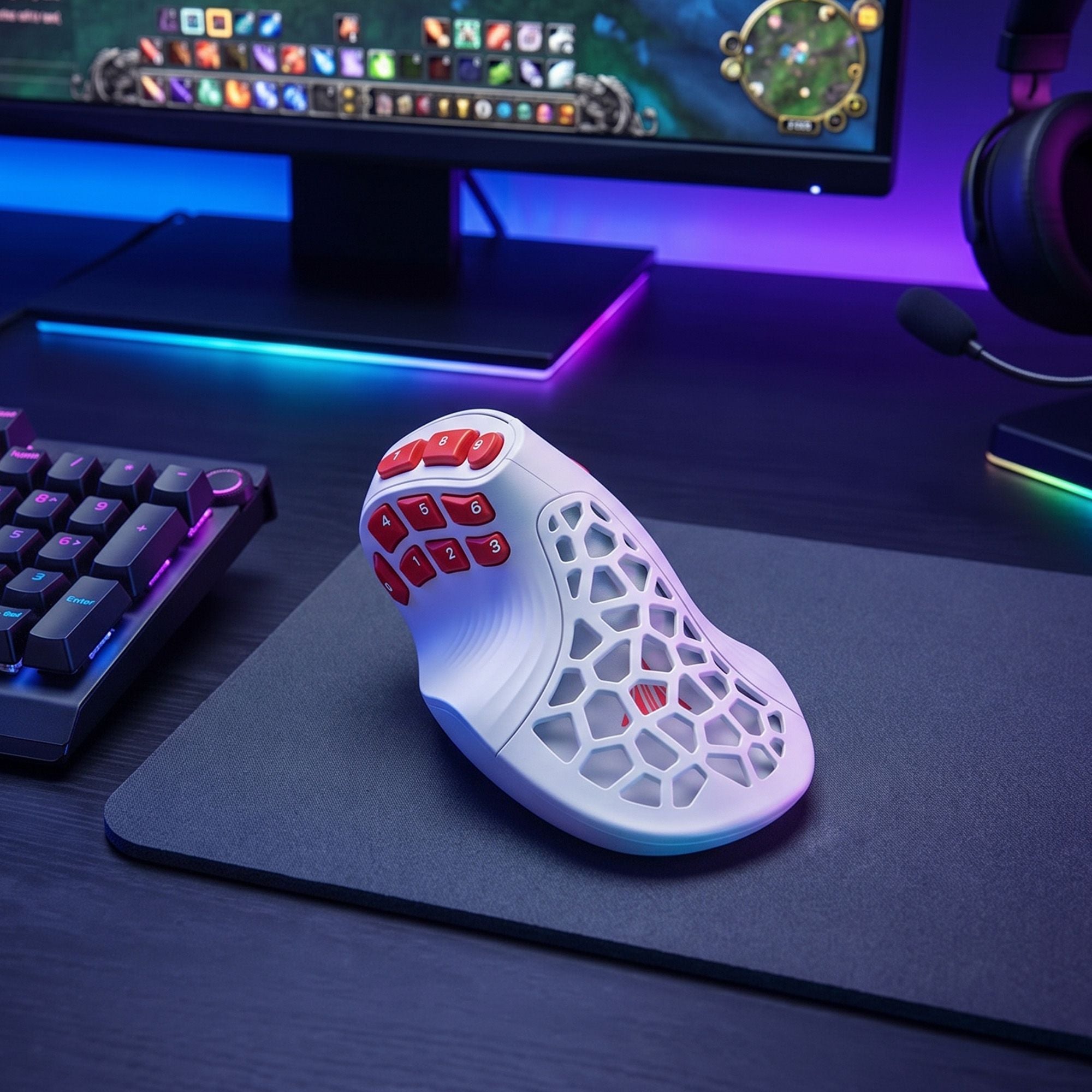 SOLAKAKA E9 Pro Vertical Wireless MMO Gaming Mouse 36000 DPI 8000Hz White