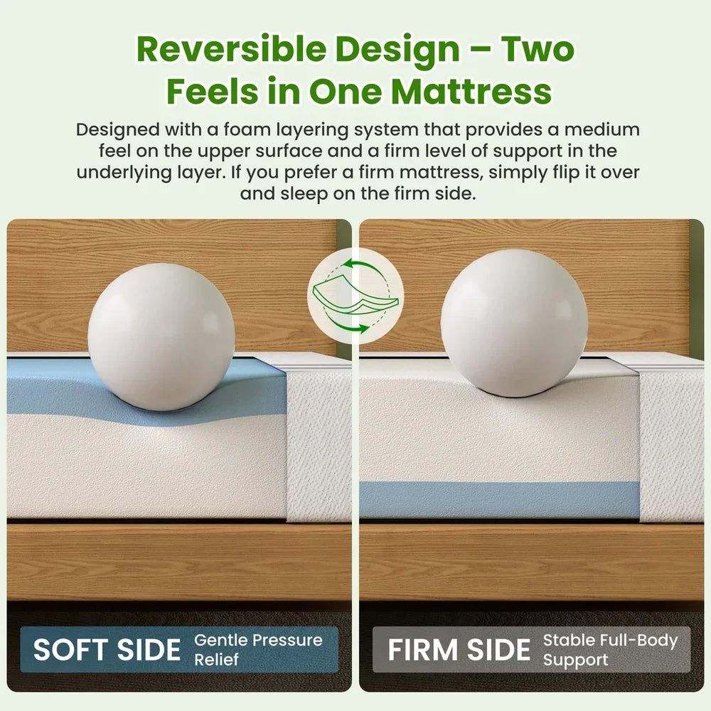 25cm Double Reversible Gel Memory Foam Mattress  Medium & Firm