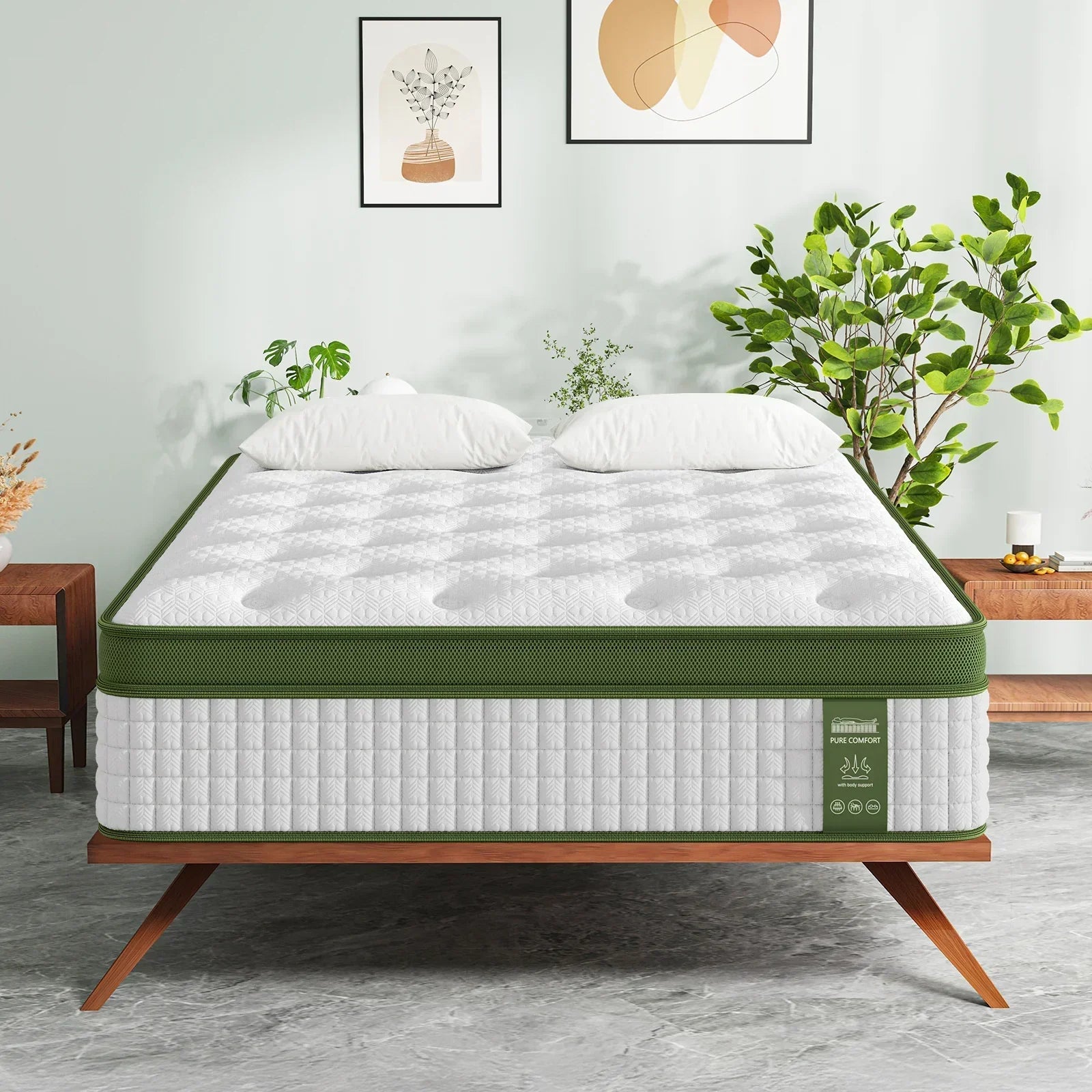 34cm King Single Latex Hybrid Mattress Medium Firm - 5 Zone Pocket Spring Bed for Pressure Relief Motion Isolation