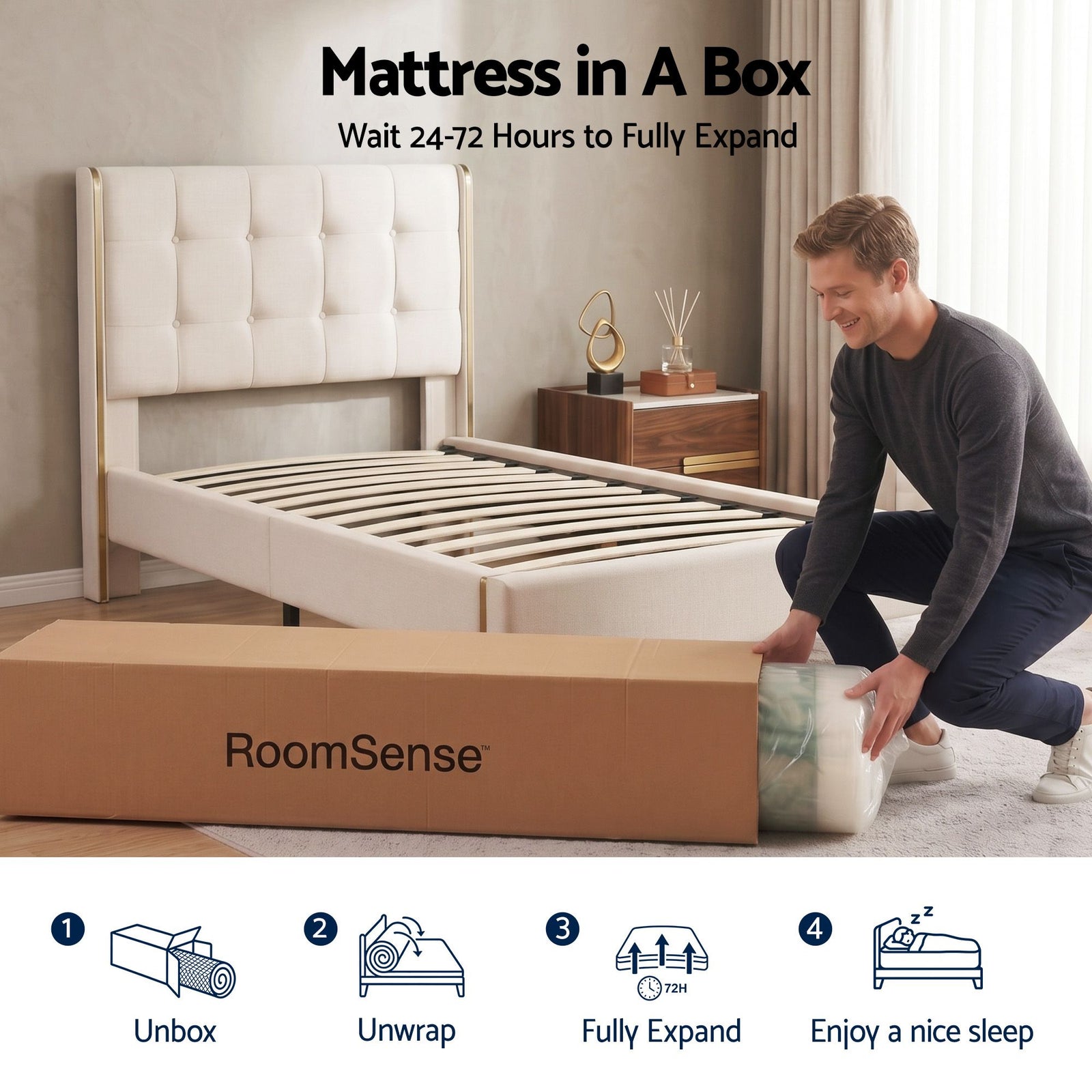Double Mattress – 34cm Medium Firm Hybrid, Tencel Cooling Pocket Spring