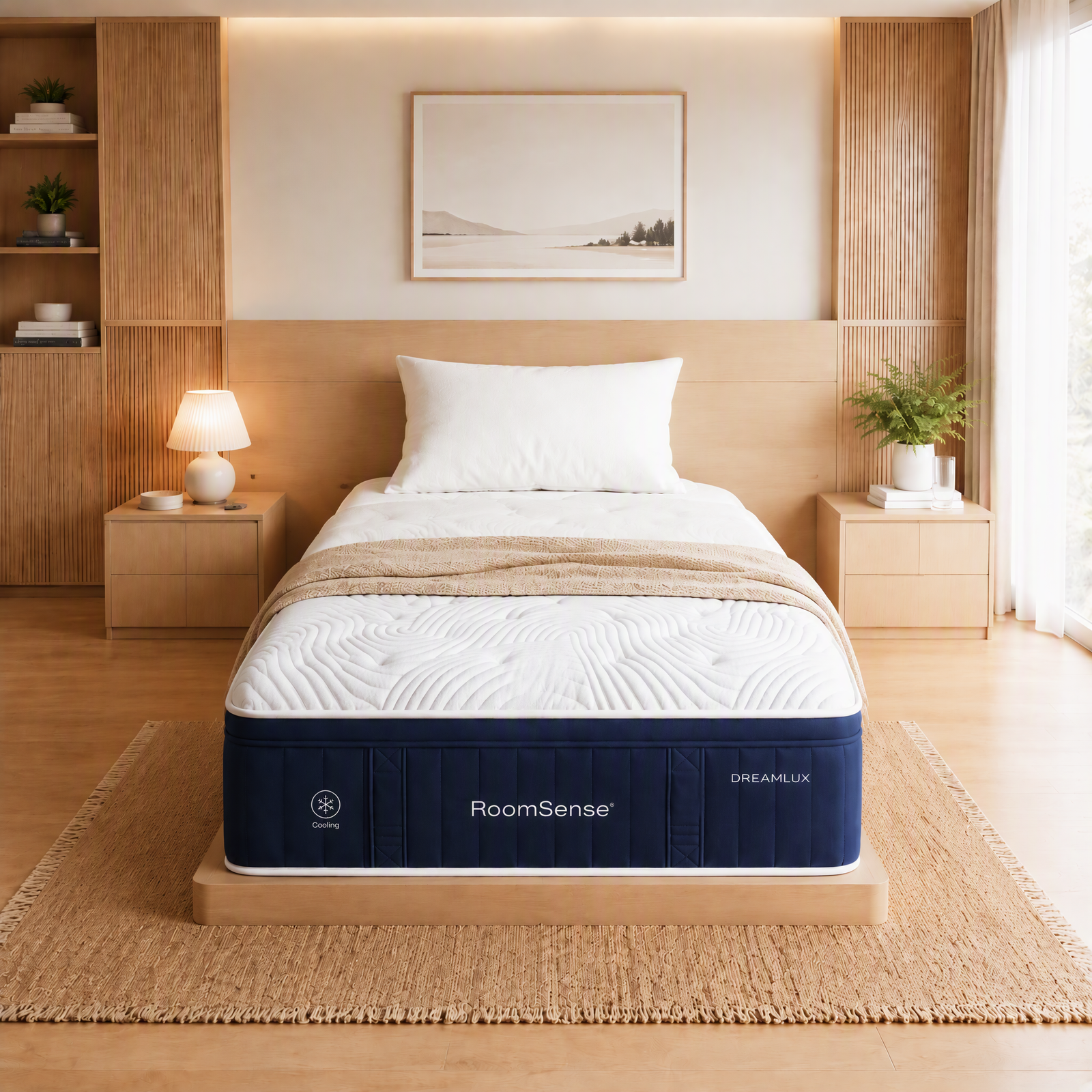Single Mattress, 34cm Thick Medium Soft Hybrid Mattress for Back Pain Relief, Tencel Cooling Pocket Spring Mattress Single Size in a Box