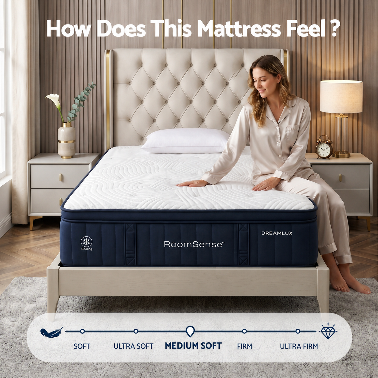Single Mattress, 34cm Thick Medium Soft Hybrid Mattress for Back Pain Relief, Tencel Cooling Pocket Spring Mattress Single Size in a Box
