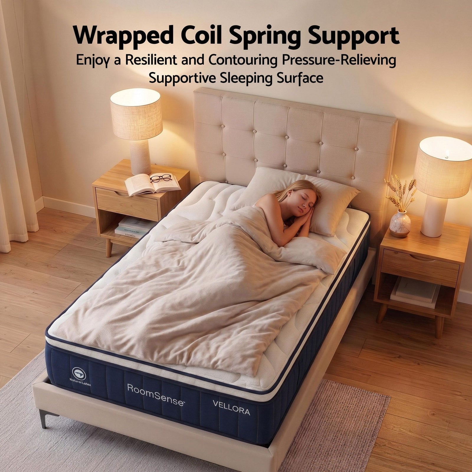 Double Mattress , 30cm Medium Firm Hybrid Mattress with Latex Lumbar Support for Back Pain Relief , Pocket Spring Mattress Double Size in a Box
