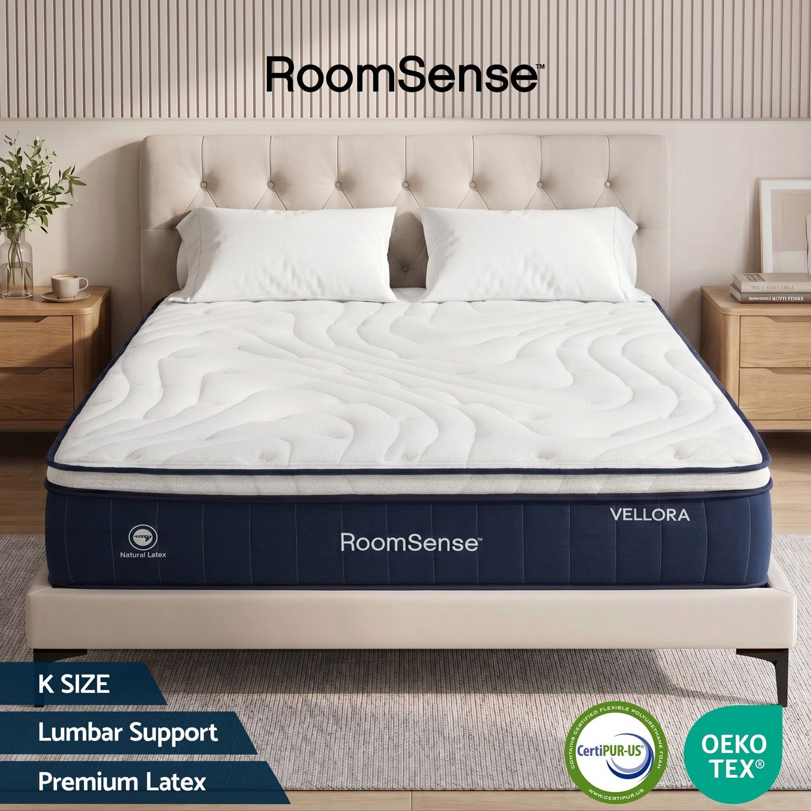 King Mattress , 30cm Medium Firm Hybrid Mattress with Latex Lumbar Support for Back Pain Relief , Pocket Spring Mattress King Size in a Box