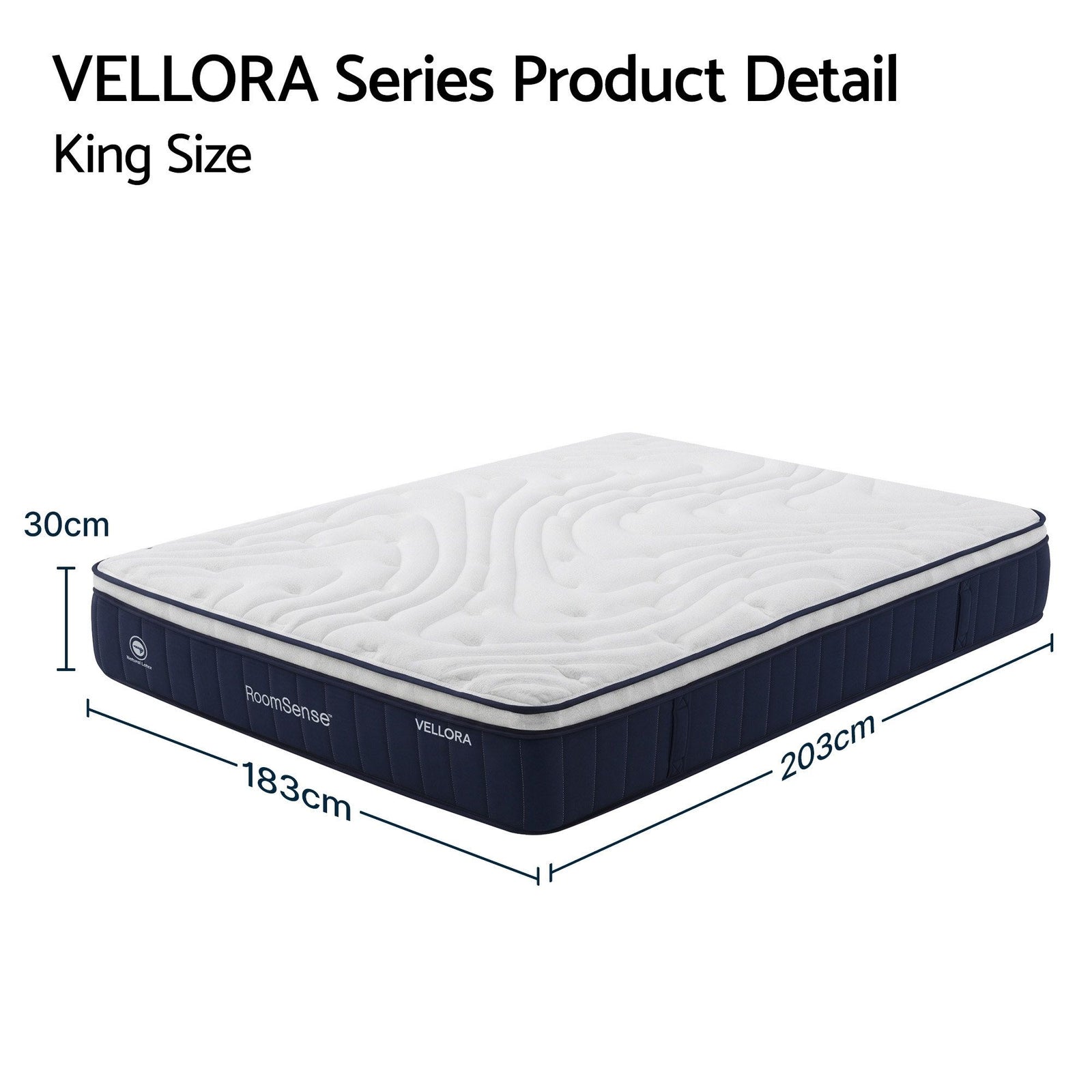 King Mattress , 30cm Medium Firm Hybrid Mattress with Latex Lumbar Support for Back Pain Relief , Pocket Spring Mattress King Size in a Box