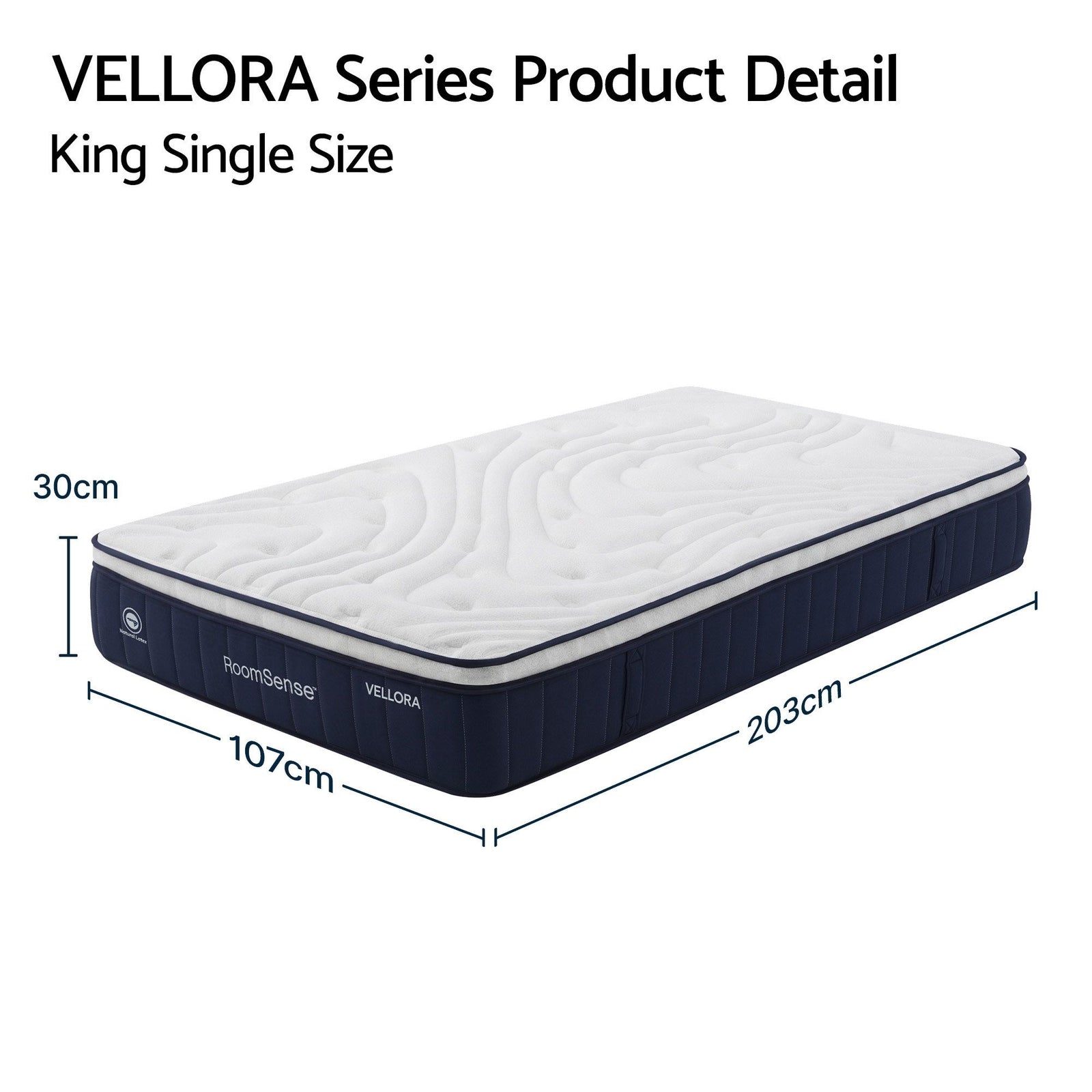 King Single Mattress , 30cm Medium Firm Hybrid Mattress with Latex Lumbar Support for Back Pain Relief , Pocket Spring Mattress King Single Size in a Box