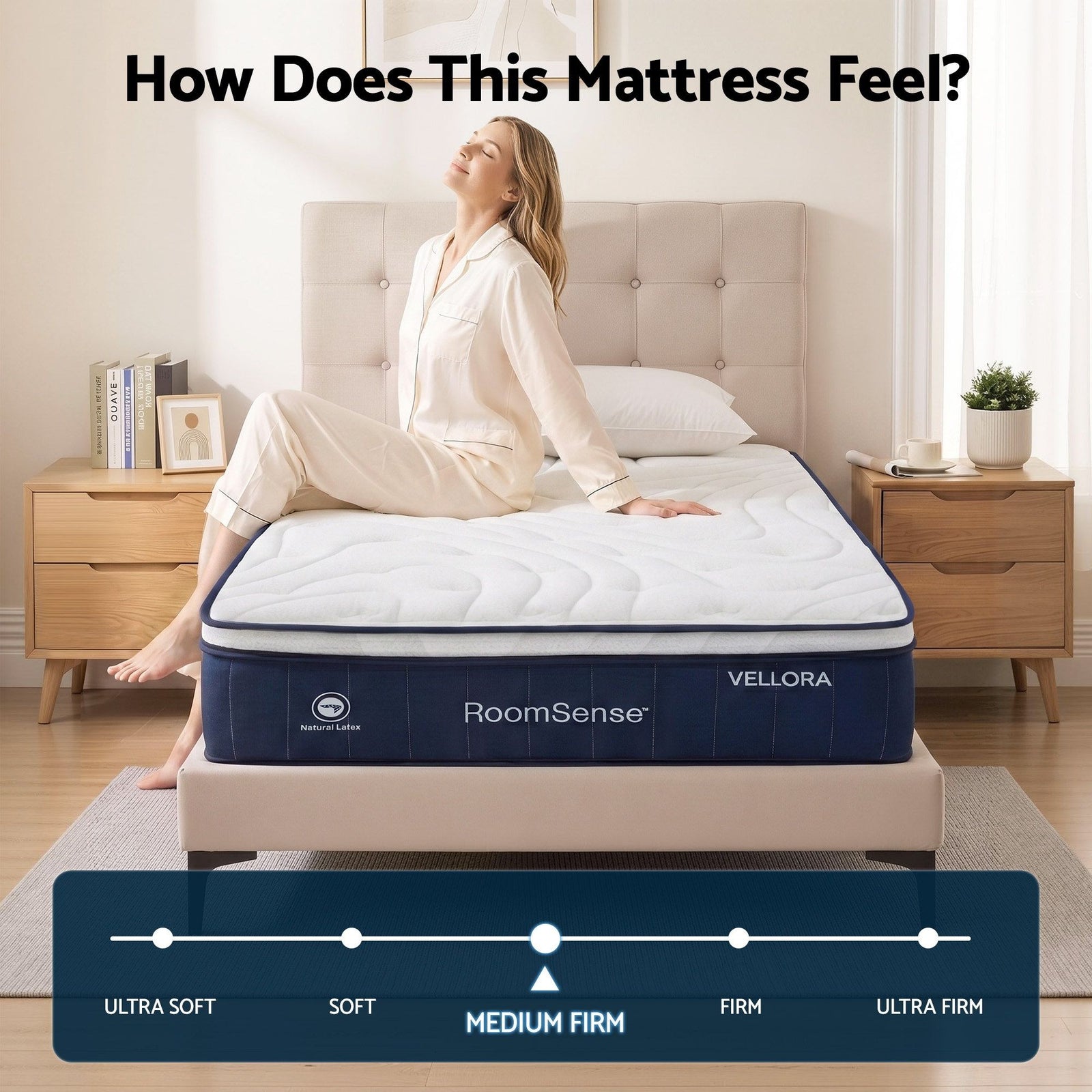 Queen Mattress , 30cm Medium Firm Hybrid Mattress with Latex Lumbar Support for Back Pain Relief , Pocket Spring Mattress Queen Size in a Box
