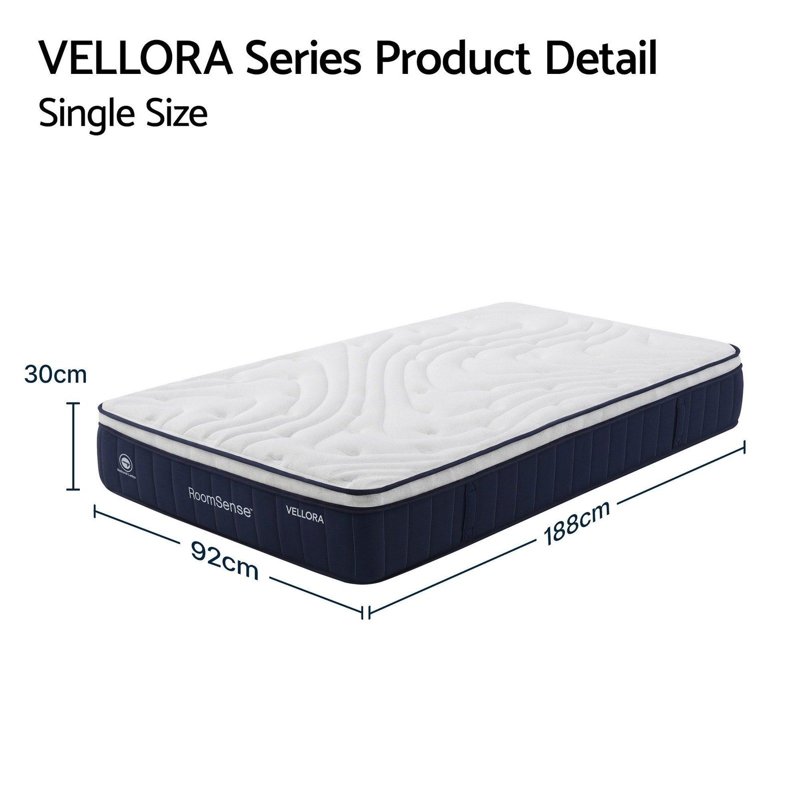Single Mattress , 30cm Medium Firm Hybrid Mattress with Latex Lumbar Support for Back Pain Relief , Pocket Spring Mattress Single Size in a Box