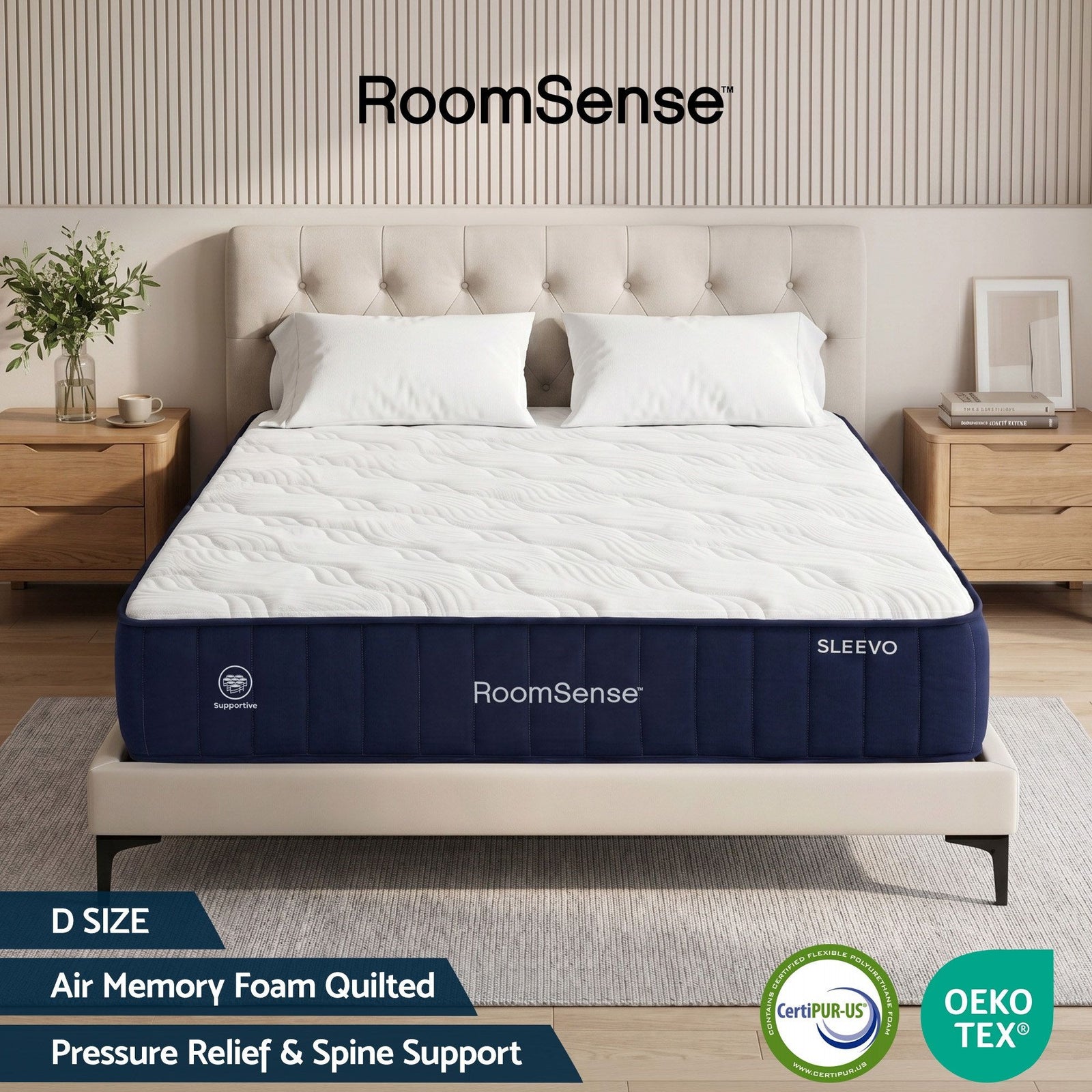 Double Mattress, 26cm Orthopedic Firm Mattress for Back Pain Relief, Pocket Spring Hybrid Mattress Double Size for Home & Rental