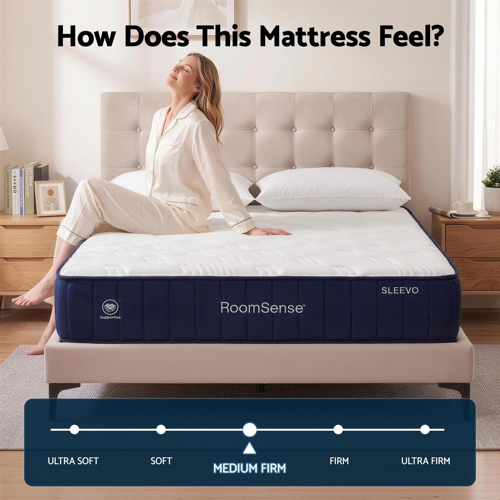 Queen Mattress, 26cm Orthopedic Firm Mattress for Back Pain Relief, Pocket Spring Hybrid Mattress Queen Size for Home & Rental