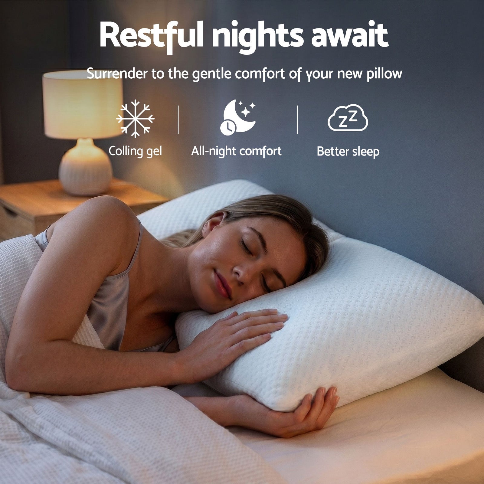 Cooling Memory Foam Pillow Pillows 1 Pack, Anti-Flattening Bed Pillows for Hot Sleepers, Adjustable Shredded Gel Side Sleeper Pillow for Neck Support, Washable Cover, 72x50x15cm