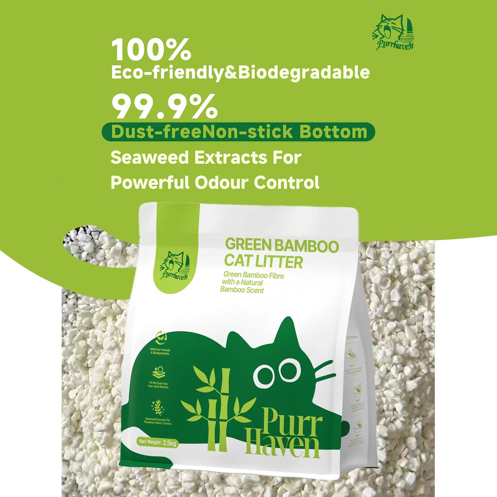 Bamboo Clumping Cat & Kitty Litter, 30kg 12 Pack,Dust Free,Natural Flusable,Easy to Clean,Odour Neutraliser,Rapid Liquid Absorption,Non-Toxic Formula