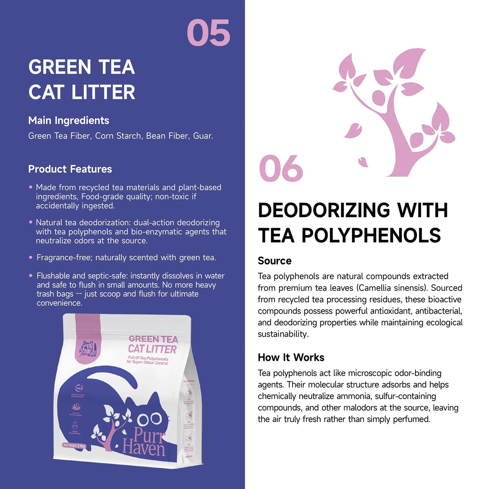 Green Tea Clumping Cat & Kitty Litter, 15kg (6 Pack),Dust Free,Natural Flusable,Easy to Clean,Odour Neutraliser,Rapid Liquid Absorption,Non-Toxic Formula