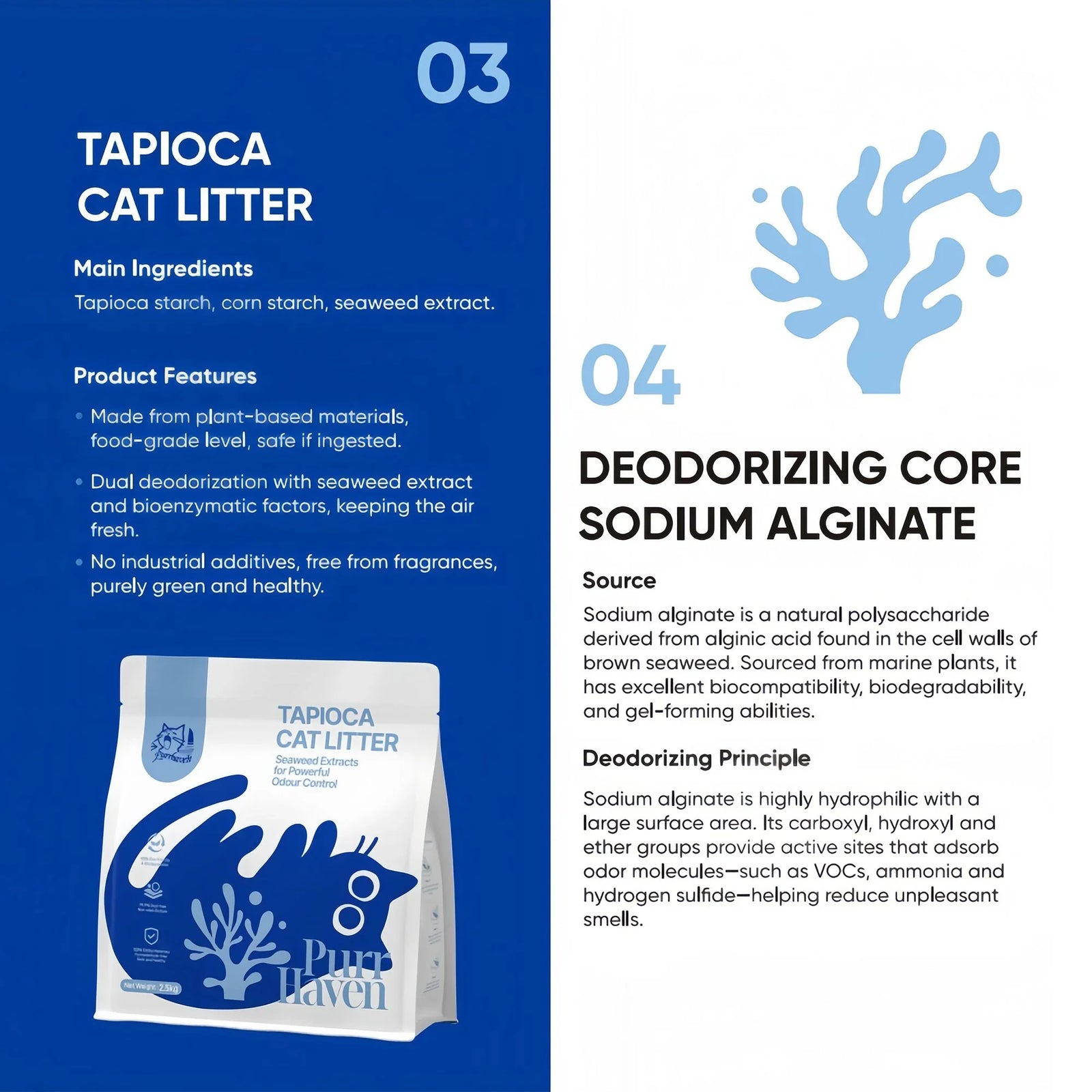 PurrHaven Tapioca Clumping Cat & Kitty Litter, 7.5kg (3 Pack),Dust Free,Multi-Cat,Easy to Clean,Odour Neutraliser,Rapid Liquid Absorption,Non-Toxic Formula