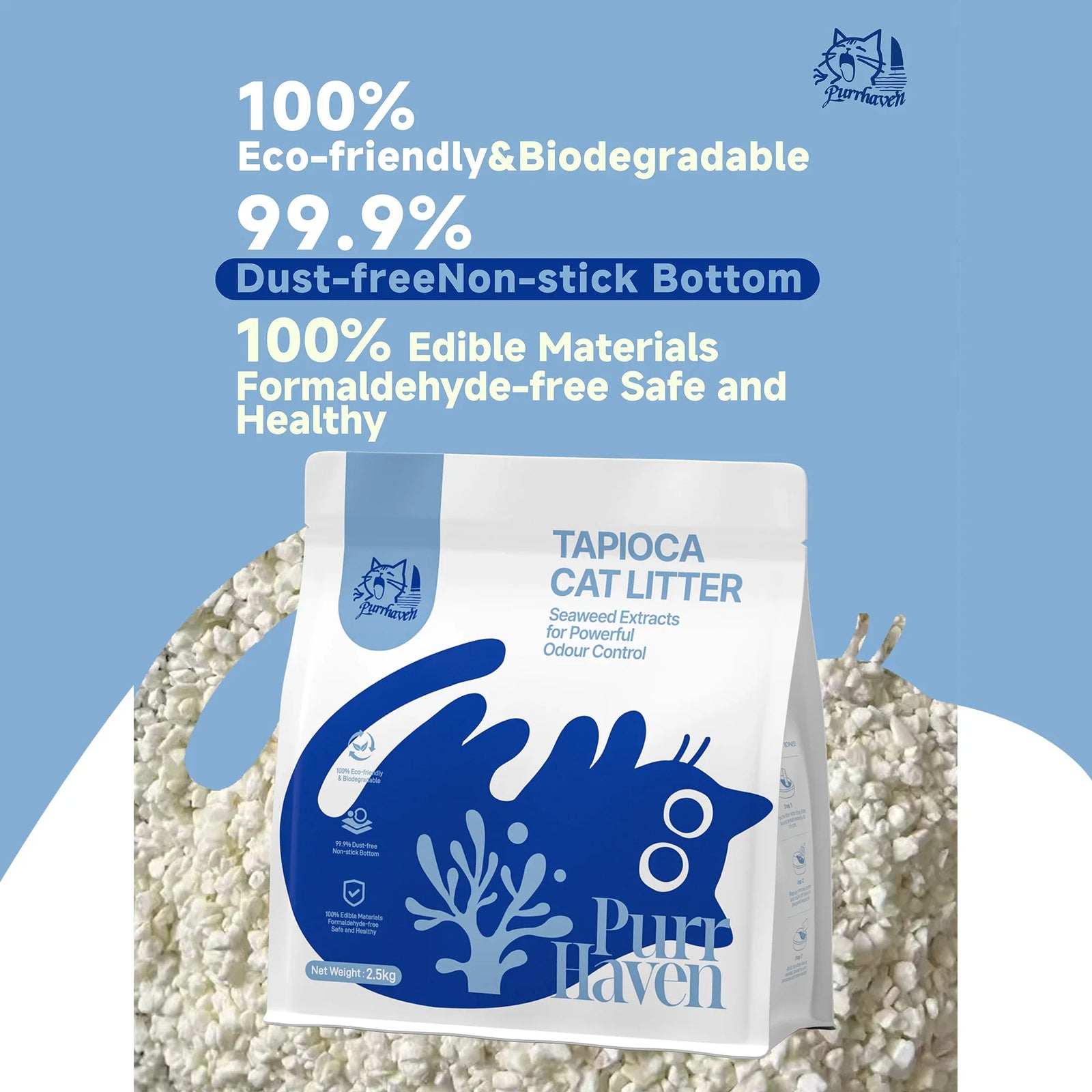 Tapioca Clumping Cat & Kitty Litter, 15kg (6 Pack),Dust Free,Natural Flusable,Easy to Clean,Odour Neutraliser,Rapid Liquid Absorption,Non-Toxic Formula