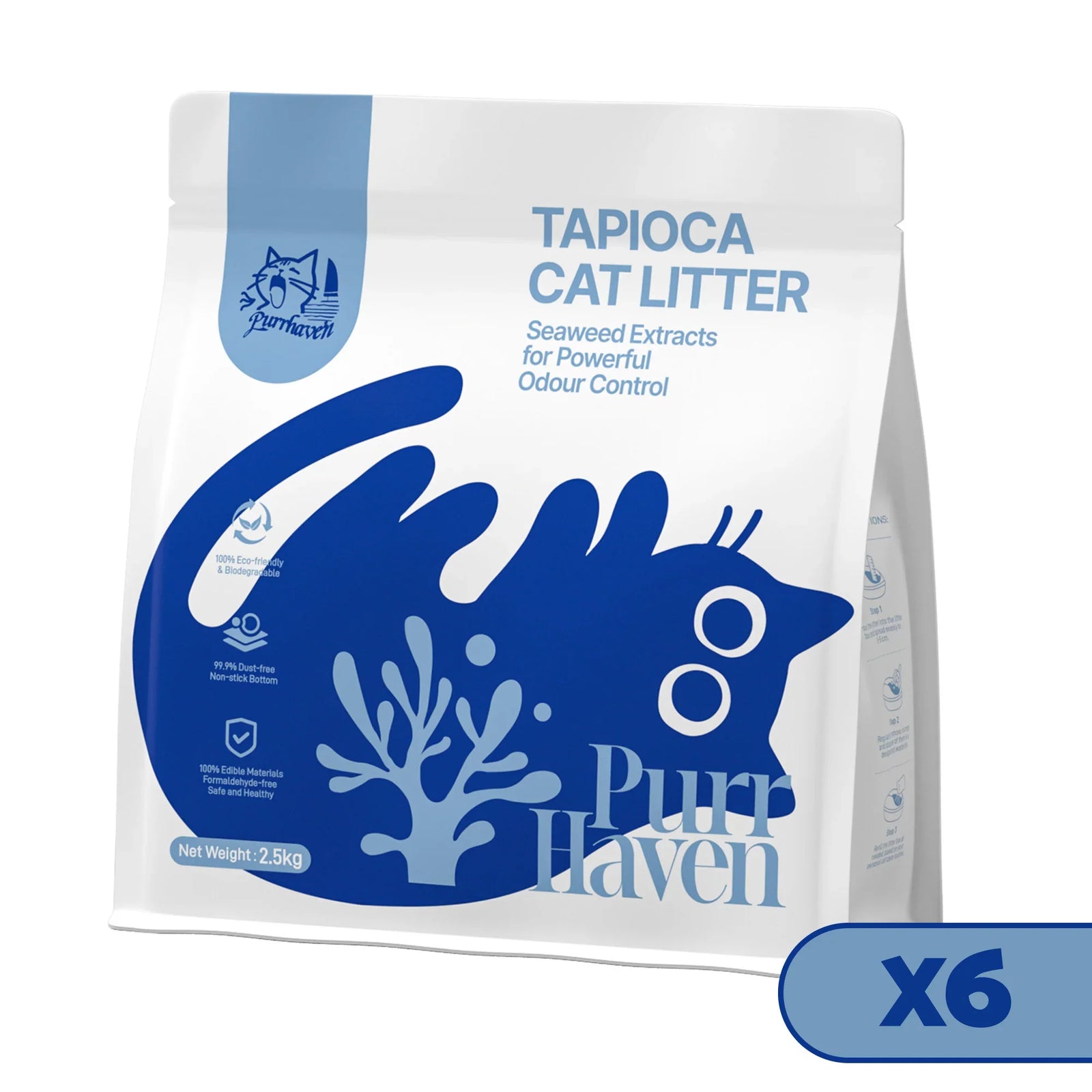 Tapioca Clumping Cat & Kitty Litter, 15kg (6 Pack),Dust Free,Natural Flusable,Easy to Clean,Odour Neutraliser,Rapid Liquid Absorption,Non-Toxic Formula