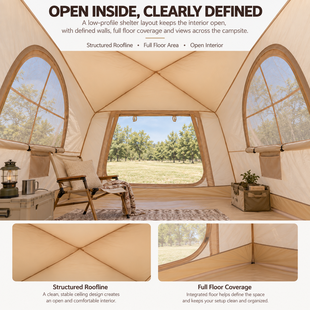 Weisshorn Inflatable Tent 300x400cm, Air Beam, Dual Doors & Arched Windows