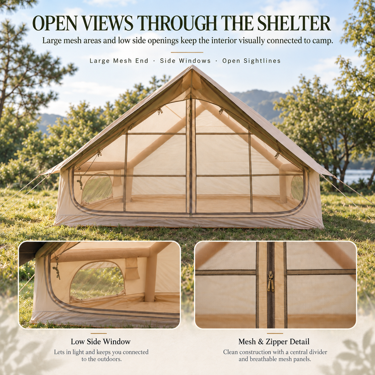 Weisshorn Inflatable A-Frame Air Tent with Extended Side Awning, Basecamp