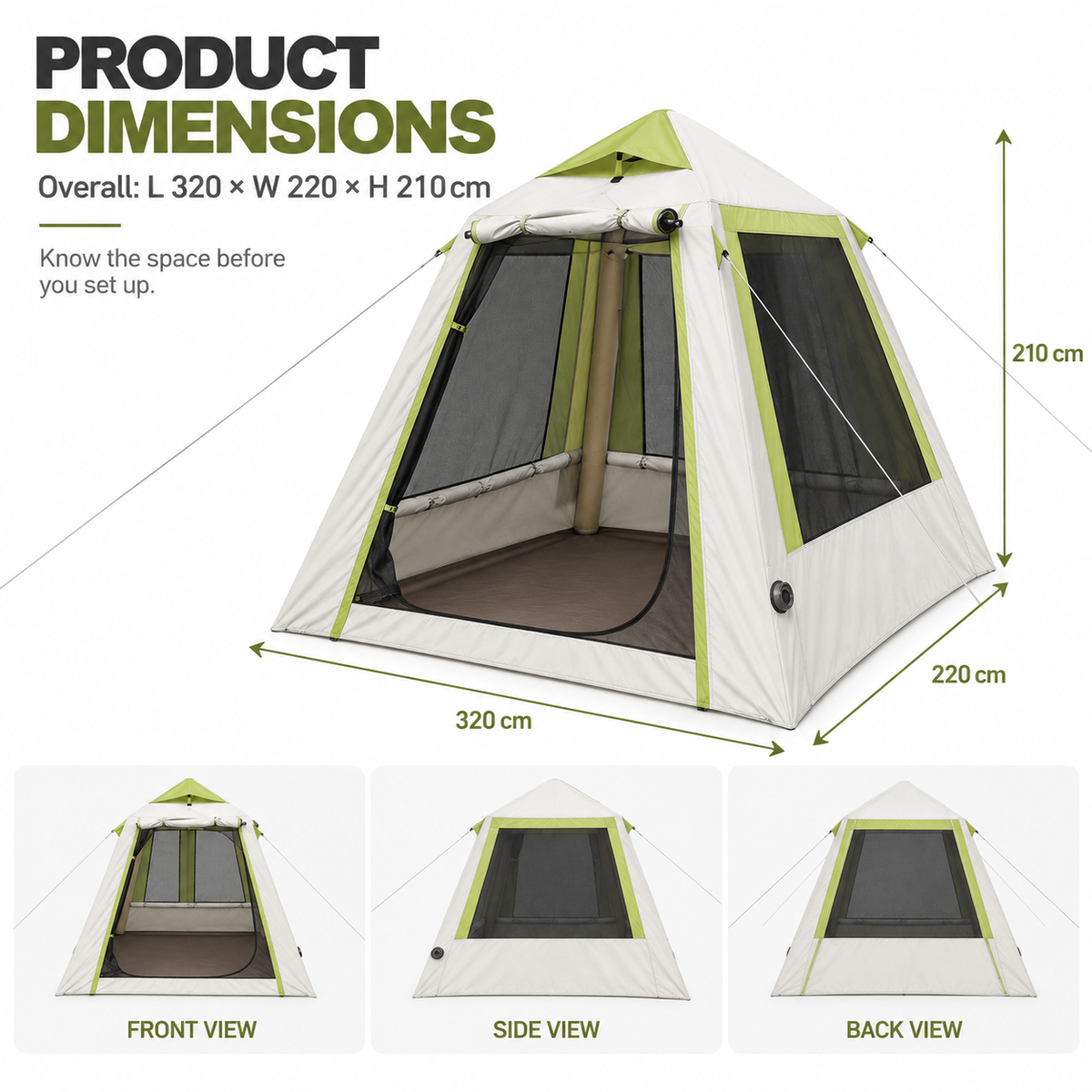 Weisshorn Inflatable Mesh Gazebo Tent, Air-Frame with Extendable Canopy