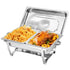 4.5LX2 Chafing Dish Set, Premium 410 Stainless Steel Buffet Warmer, Bain Marie Food Server with Fuel Holders & Lid, Stackable Catering Equipment for Hotels, Parties, Weddings & Banquets, Silver