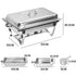 4.5LX2 Chafing Dish Set, Premium 410 Stainless Steel Buffet Warmer, Bain Marie Food Server with Fuel Holders & Lid, Stackable Catering Equipment for Hotels, Parties, Weddings & Banquets, Silver