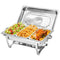 3LX3 Chafing Dish Set, Premium 410 Stainless Steel Buffet Warmer, Bain Marie Food Server with Fuel Holders & Lid, Stackable Catering Equipment for Hotels, Parties, Weddings & Banquets, Silver