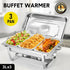 3LX3 Chafing Dish Set, Premium 410 Stainless Steel Buffet Warmer, Bain Marie Food Server with Fuel Holders & Lid, Stackable Catering Equipment for Hotels, Parties, Weddings & Banquets, Silver