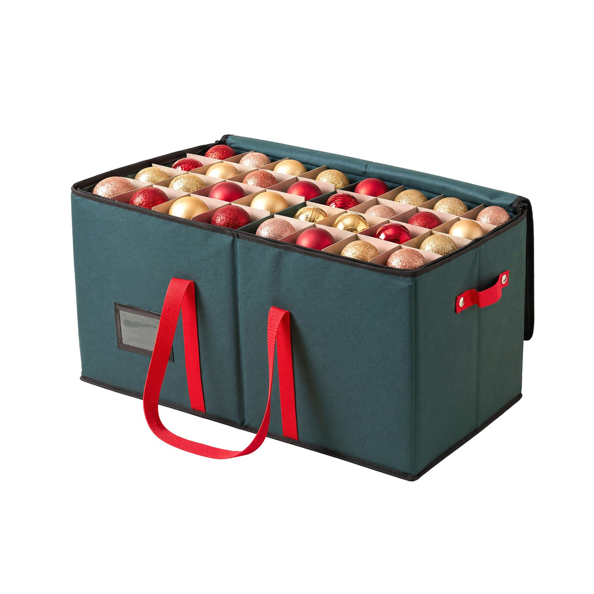 Jingle Jollys Christmas Baubles Storage Box 128 Slots Ornament Container Green