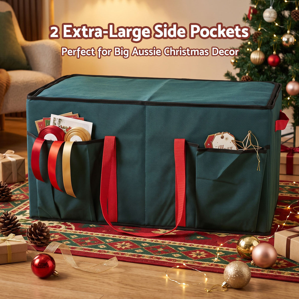 Jingle Jollys Christmas Baubles Storage Box 128 Slots Ornament Container Green