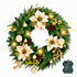 60cm Pre-Lit Christmas Wreath LED Garlands Gold Flowers Pinecones Decor