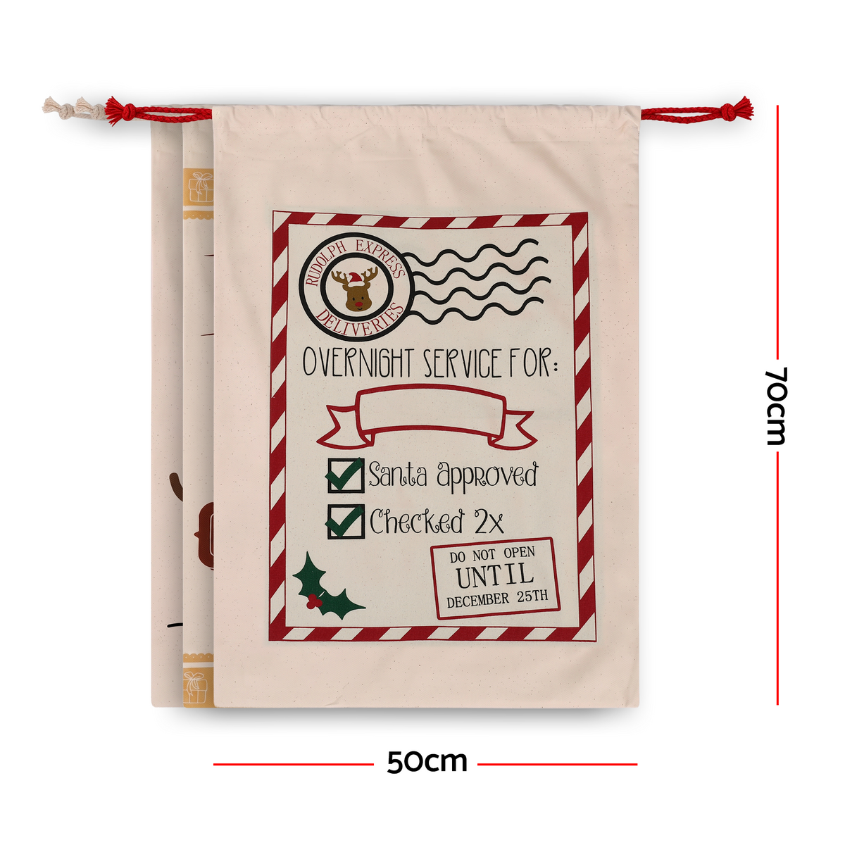 Jingle Jollys 3pc Large Canvas Christmas Santa Sacks 70 x 50cm Personalised DIY