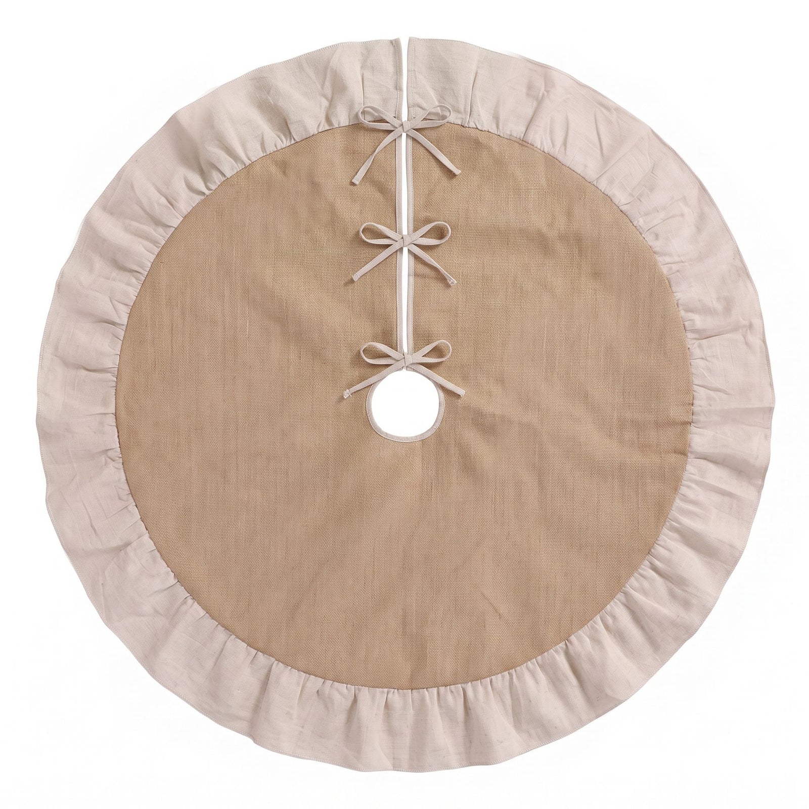 Jingle Jollys 120cm Christmas Tree Skirt Linen Christmas Tree Mat Decor