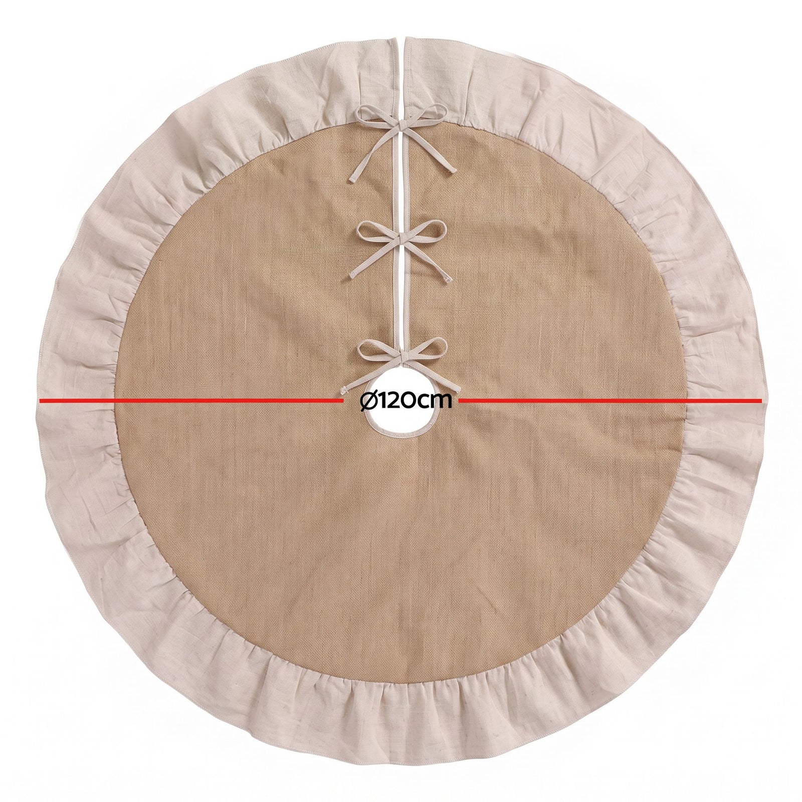 Jingle Jollys 120cm Christmas Tree Skirt Linen Christmas Tree Mat Decor