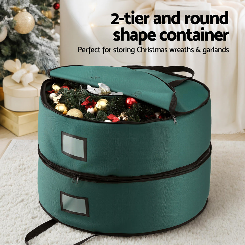 Jingle Jollys Christmas Wreath Storage Bag 60cm 2-Tier Garland Ornament Holder