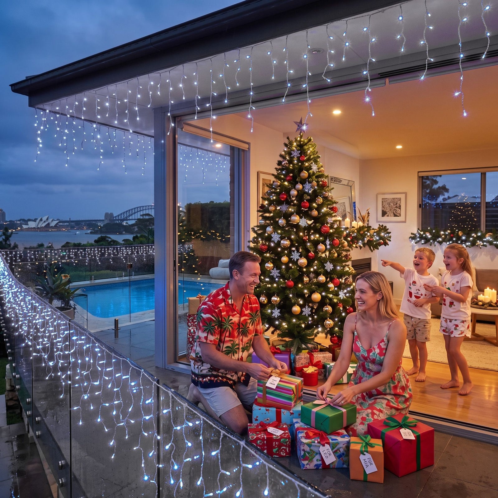 Jingle Jollys 32M Christmas Lights Solar Icicle String Lights 960 LED Cool White