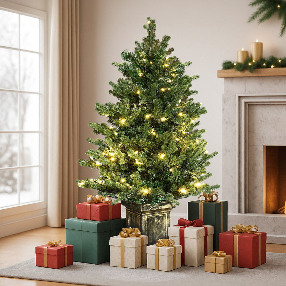 Christmas Tree 1.2M LED Potted Xmas Tree Party Decor 8 Light Modes