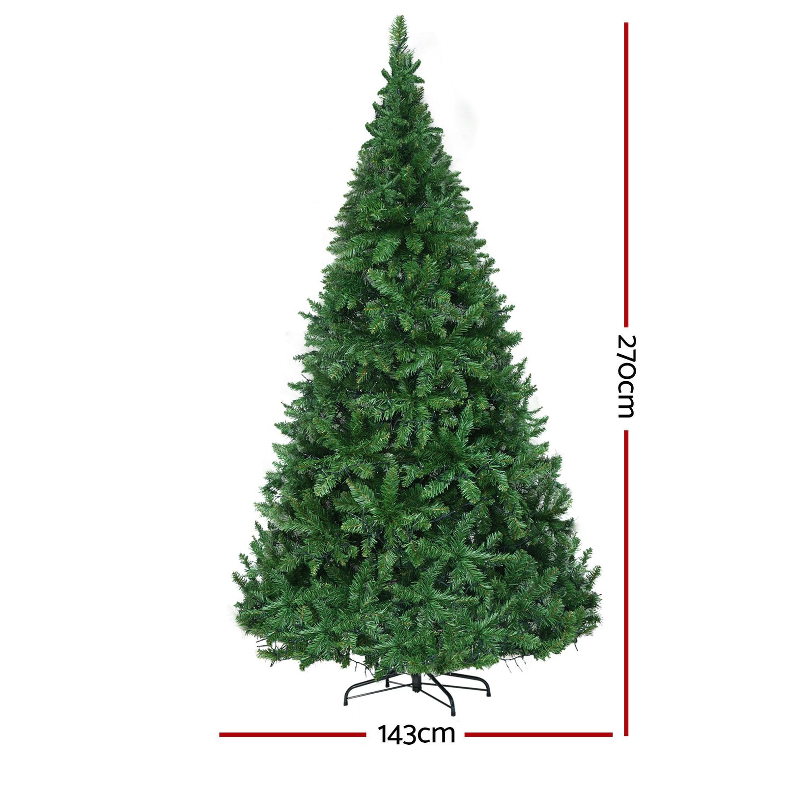 Jingle Jollys Christmas Tree 2.7m Xmas Tree Decorations 1800 LEDs 1831 Tips 8 Light Modes