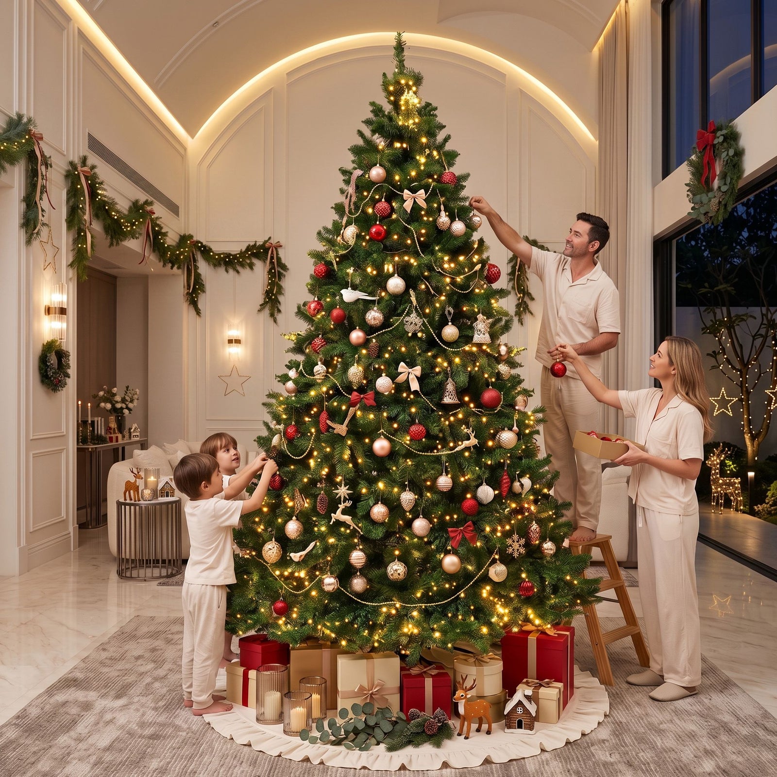 Jingle Jollys Christmas Tree 2.7m Xmas Tree Decorations 1800 LEDs 1831 Tips 8 Light Modes