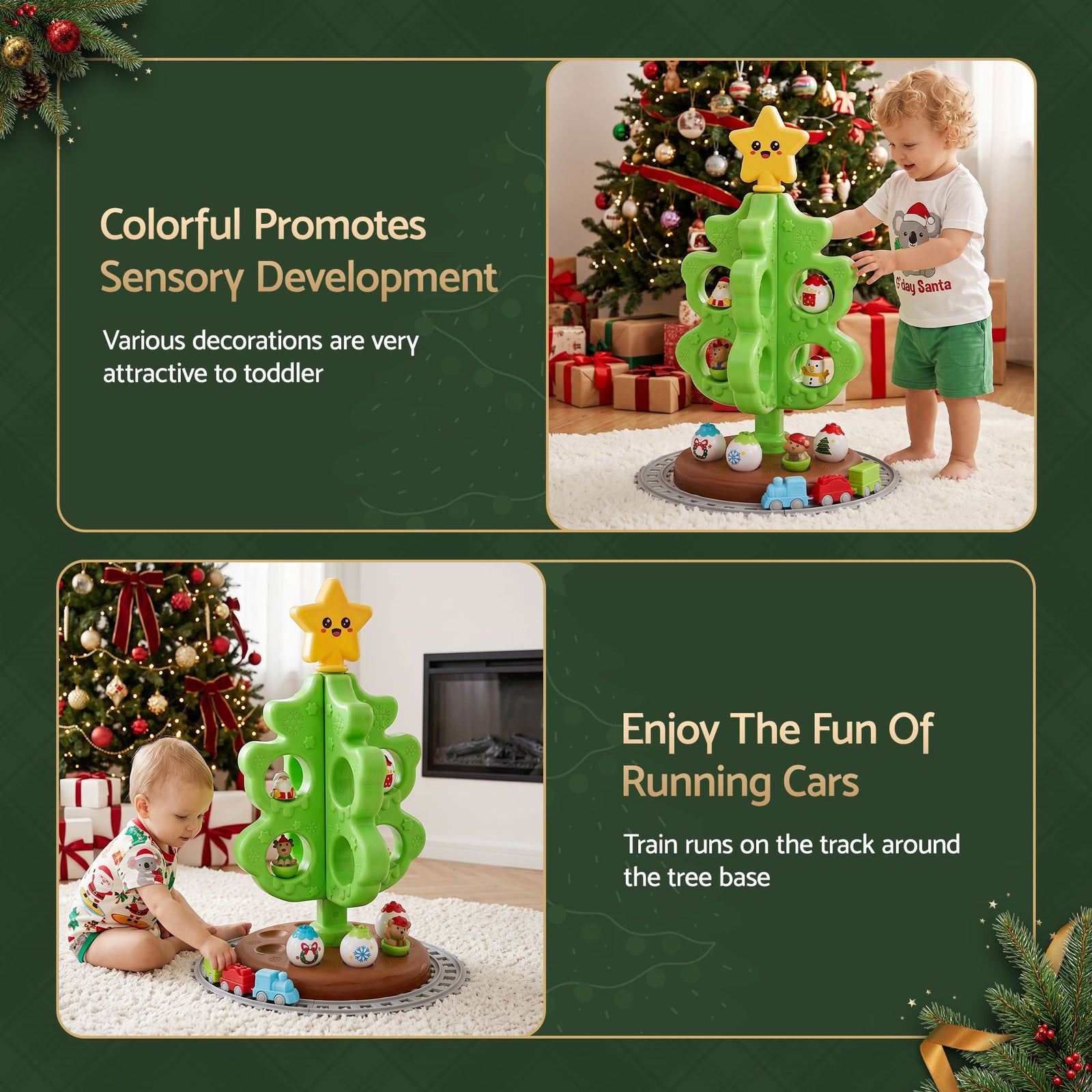 Toddler First Christmas Tree Mini Xmas Tree Toy Set with Train