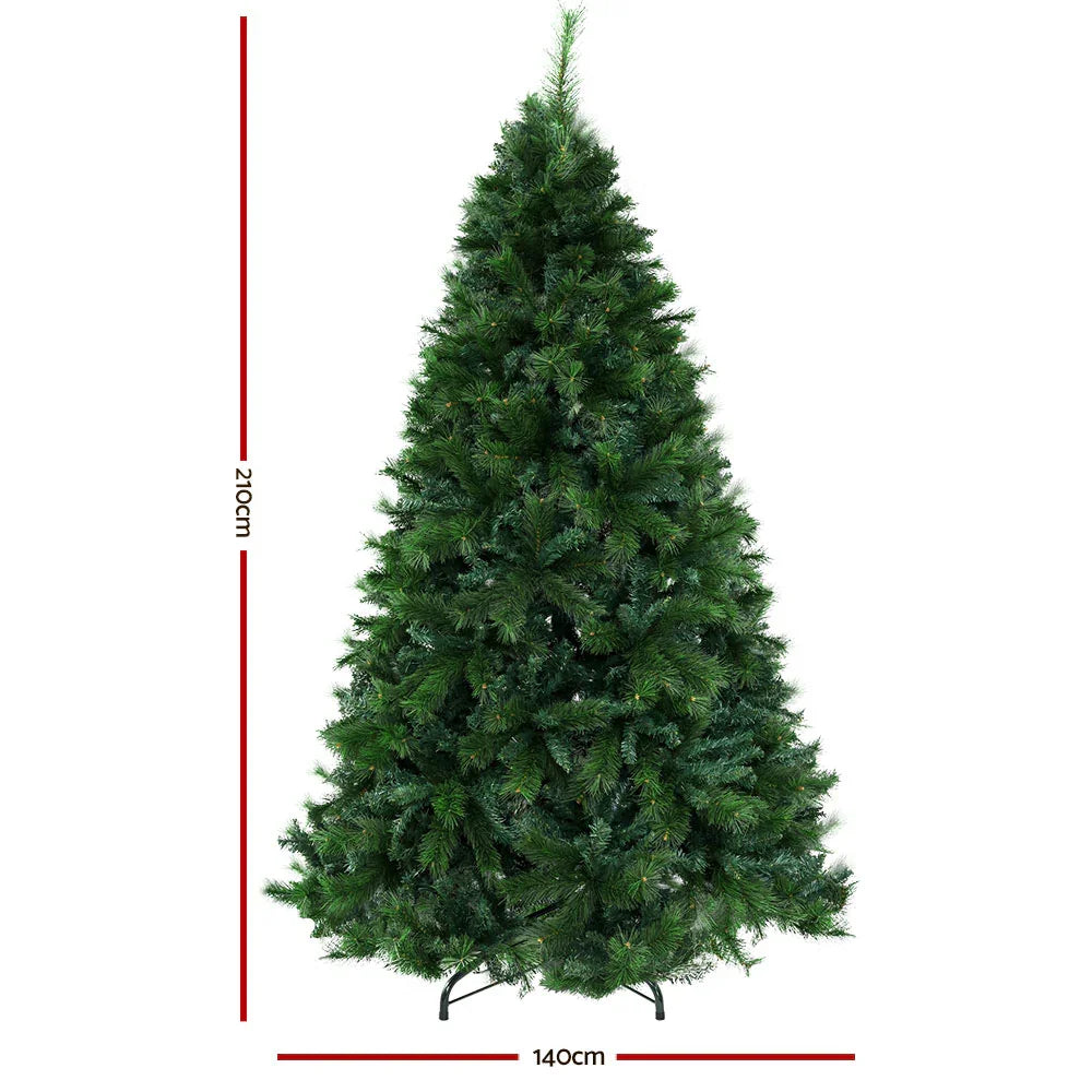 7FT Green Pine Christmas Tree PVC Holiday Tree with Metal Stand