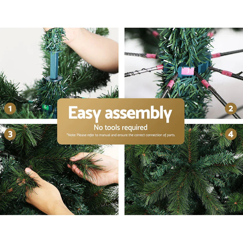 7FT Green Pine Christmas Tree PVC Holiday Tree with Metal Stand