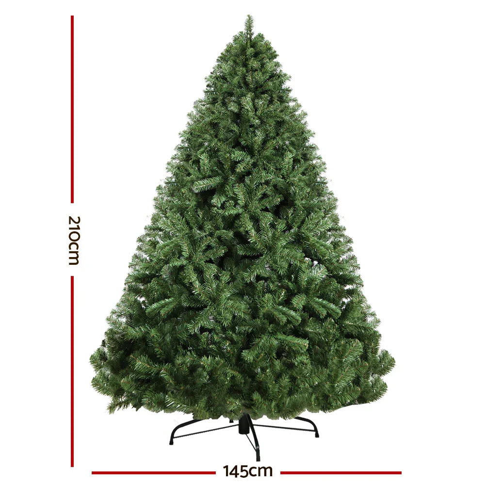 7FT Artificial Christmas Tree Green PVC Fir Tree with Metal Stand