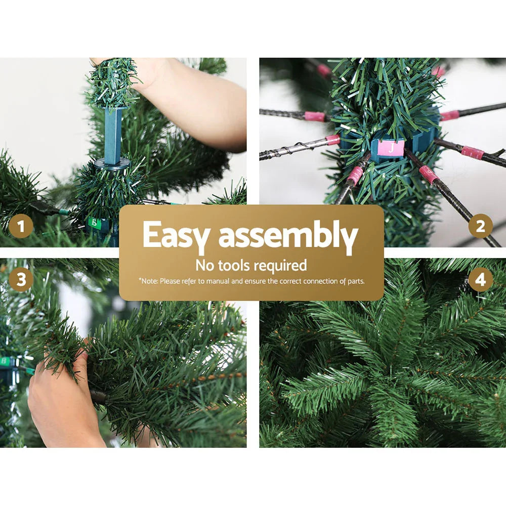 7FT Artificial Christmas Tree Green PVC Fir Tree with Metal Stand