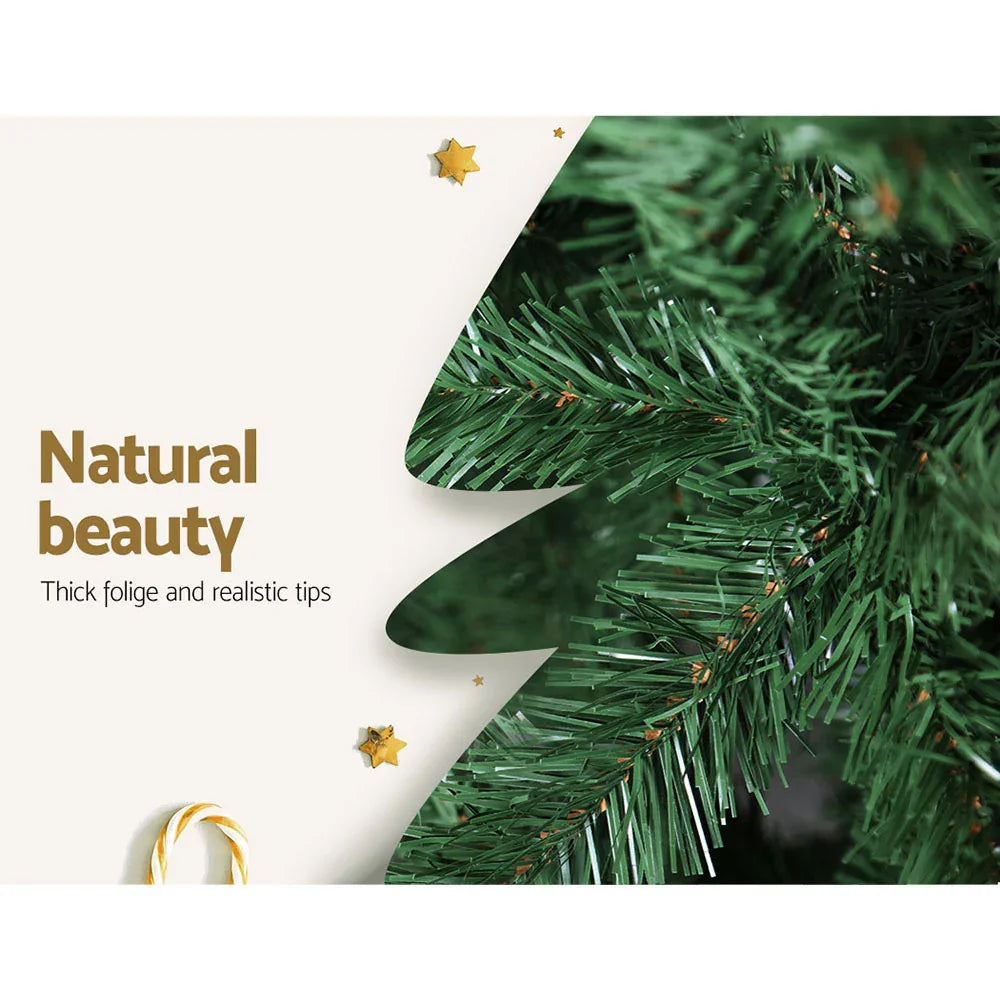 7FT Artificial Christmas Tree Green PVC Fir Tree with Metal Stand